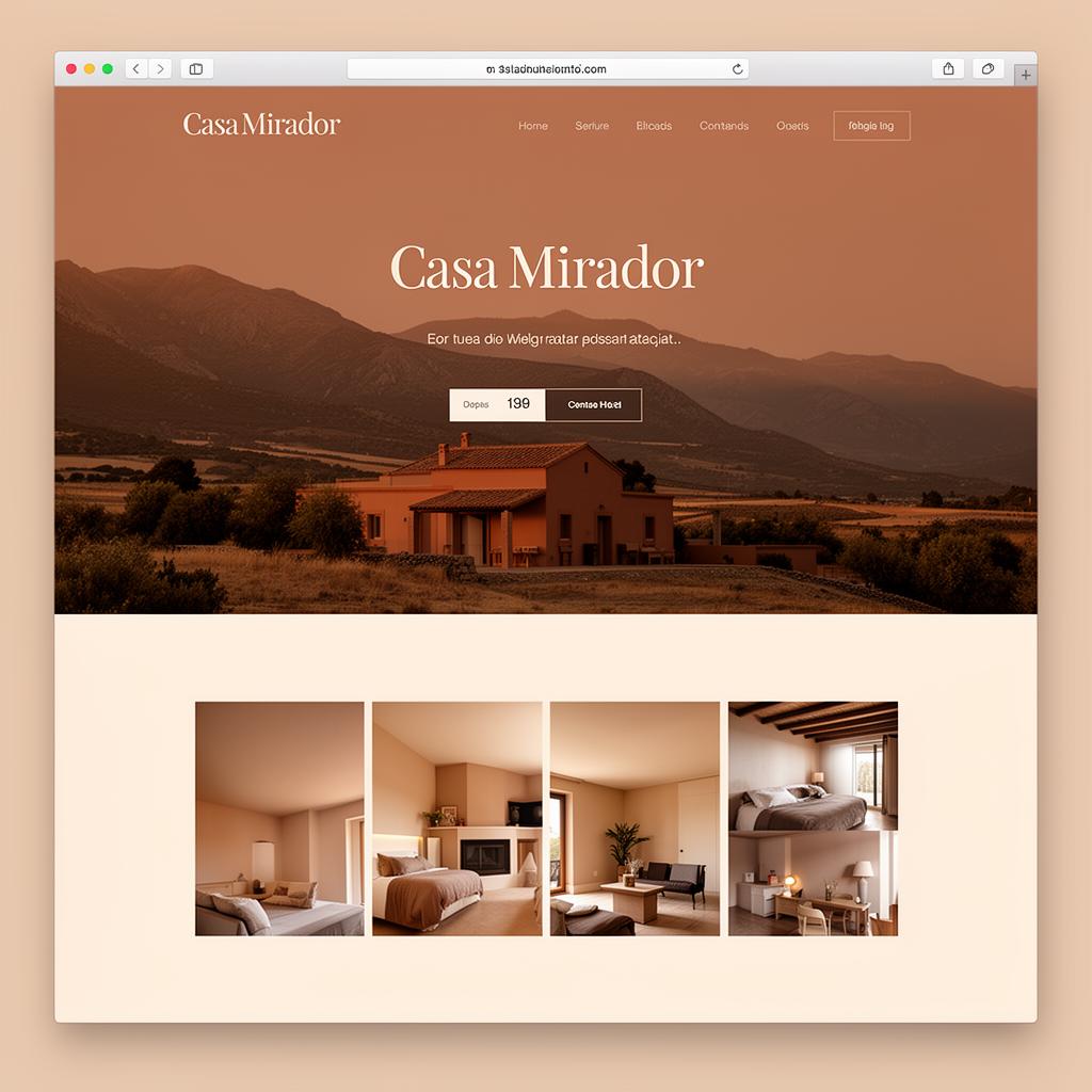 Mockup Casa Mirador: Página web para alojamiento turístico