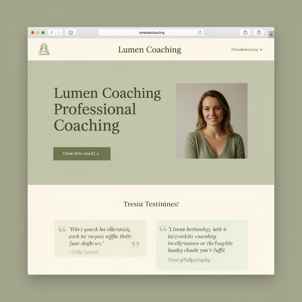 Mockup Lumen Coaching: Landing page para servicio profesional